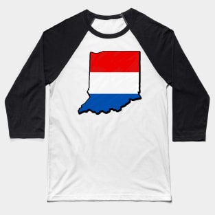 Red, White, and Blue Indiana Outline Baseball T-Shirt